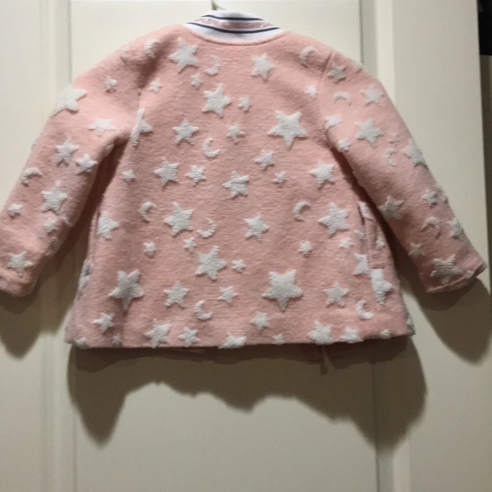 Cat & Jack zip up Fleece stars Jacket coat Pink raised white Stars lined size 3T